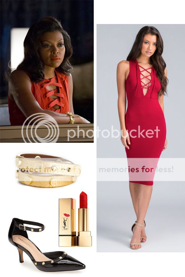 Cookie Lyon Empire Red lace-up Dress look for less