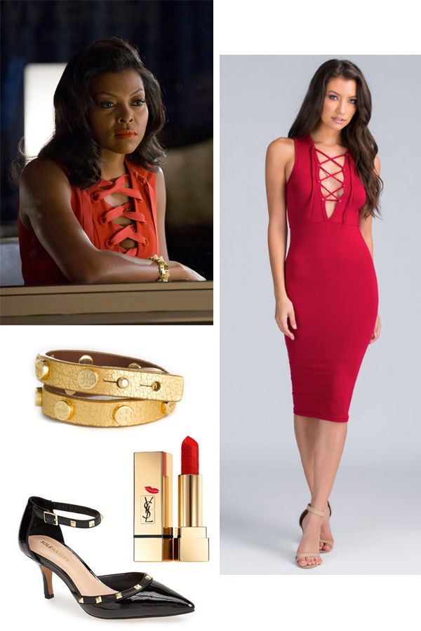 Cookie Lyon Empire Red lace-up Dress look for less