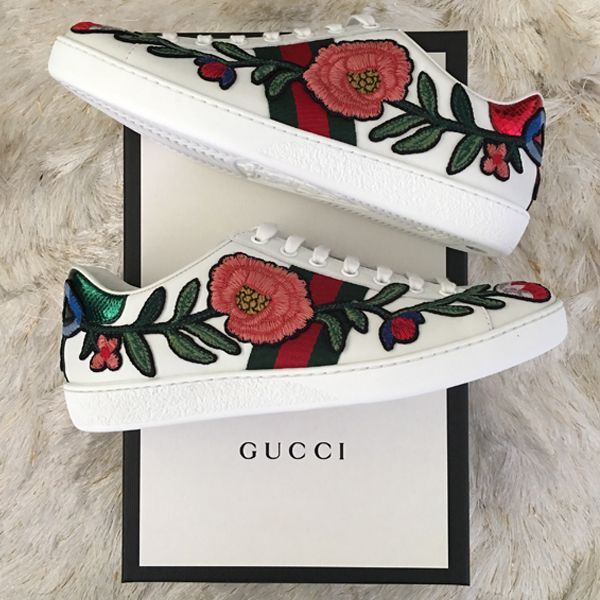 gucci sneakers floral embroidery