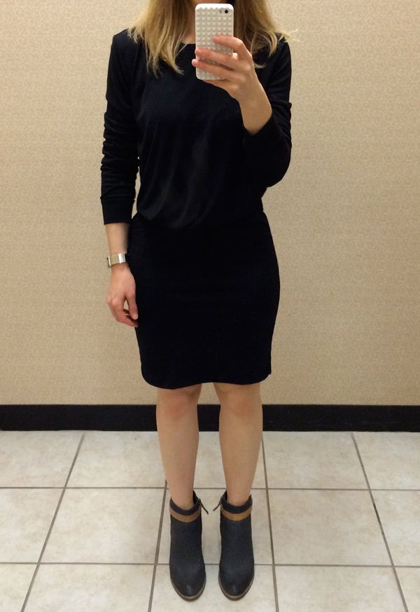 Joe Fresh Black Draped Knit Dress