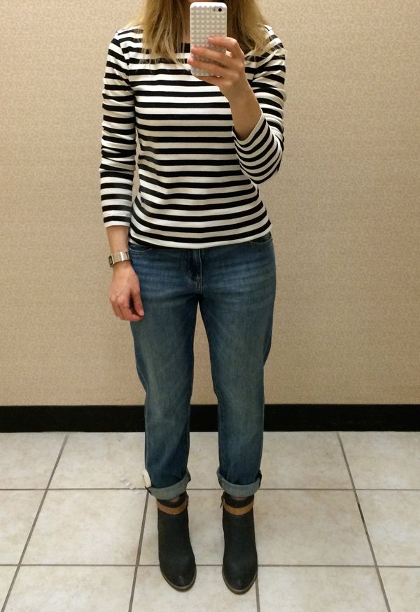 Joe Fresh Stripe Tee Boyfriend Jeans, Joe Fresh denim review