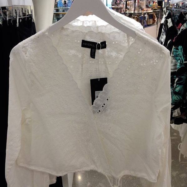 Kendall and Kylie at Topshop embroidered surplice top