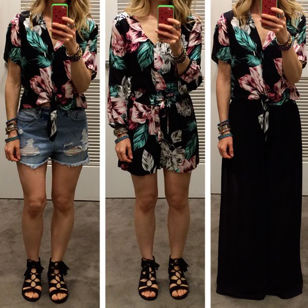 Kendall and Kylie at Topshop Floral Shirt and Floral Print Romper