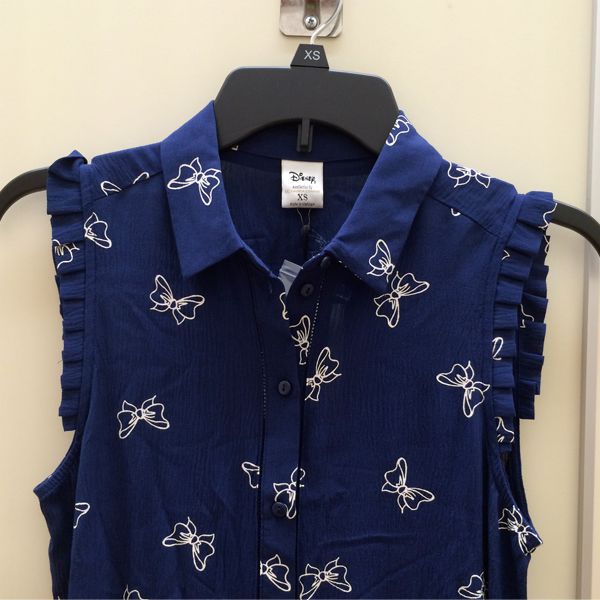 LC Lauren Conrad Minnie Mouse navy bow print crinkle Blouse