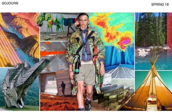 men's spring summer 2018 fashion trend forecast Sojourn mood board