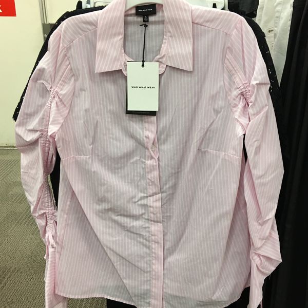 pink who what wear ruched sleeve blouse