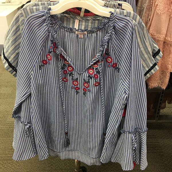 xhilaration floral stripe blouse