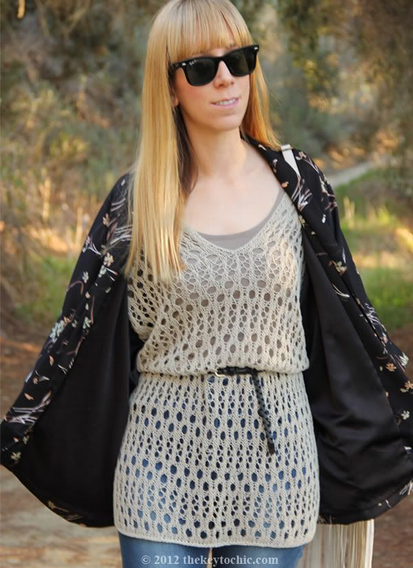 Forever 21 kimono, Velvet crochet tunic, Los Angeles personal style blog