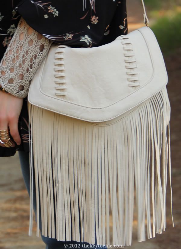 Forever 21 kimono, Velvet crochet tunic, Mossimo fringe handbag, Los Angeles personal style blog