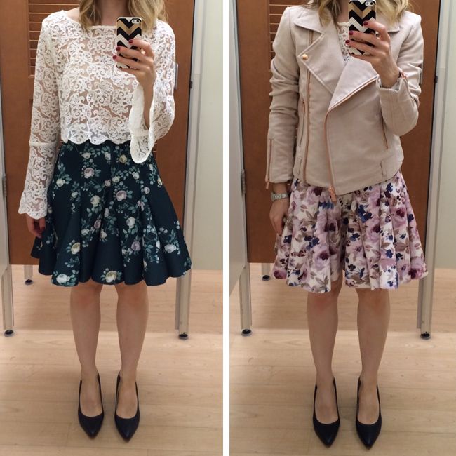 LC Runway Floral Scuba Skirts Moto Jacket