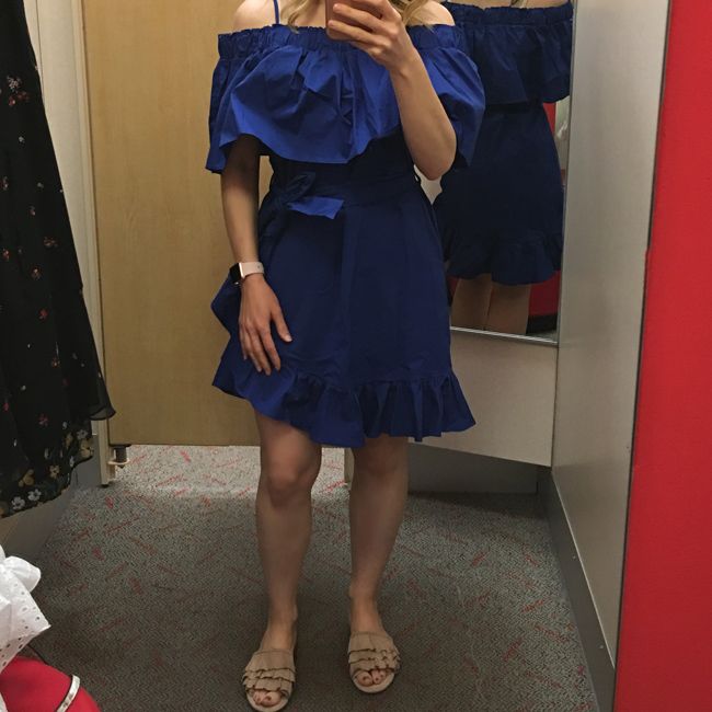 who what wear collection blue ruffle dress