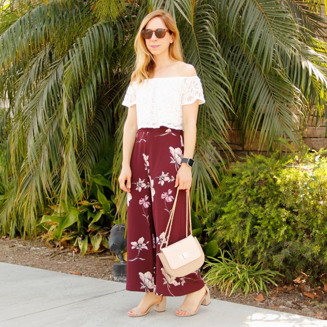 LC Lauren Conrad Runway fall 2016 floral wide leg crop pants