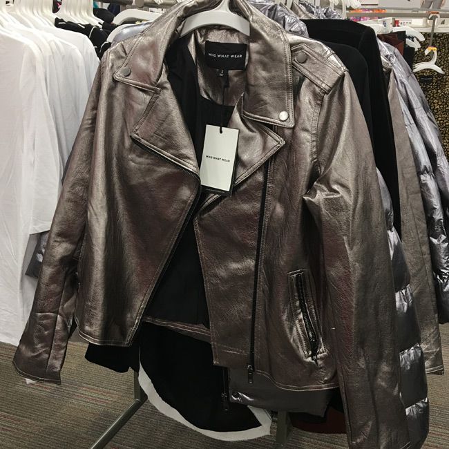 who what wear metallic moto jacket