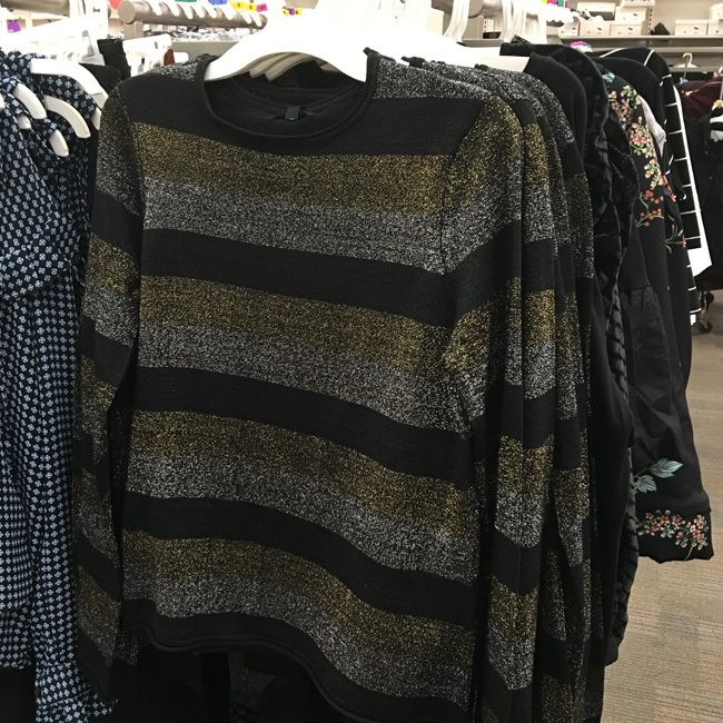 who what wear metallic striped crew sweater